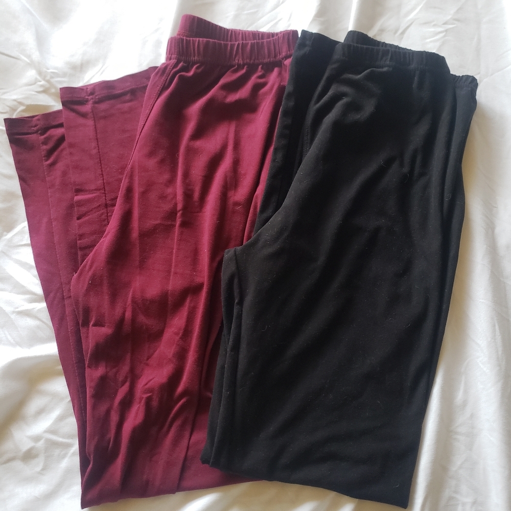 Burgundy and Black Pants Set